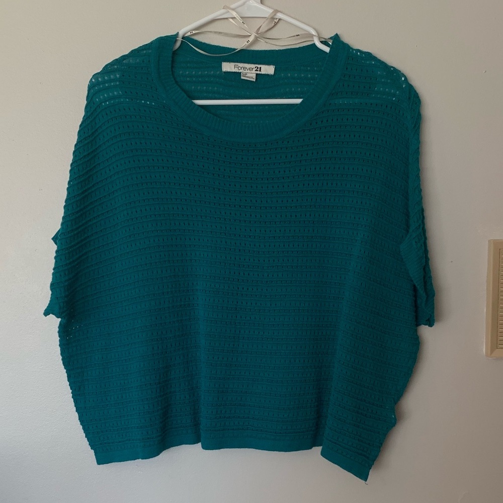 Forever21 teal boxy sweater top